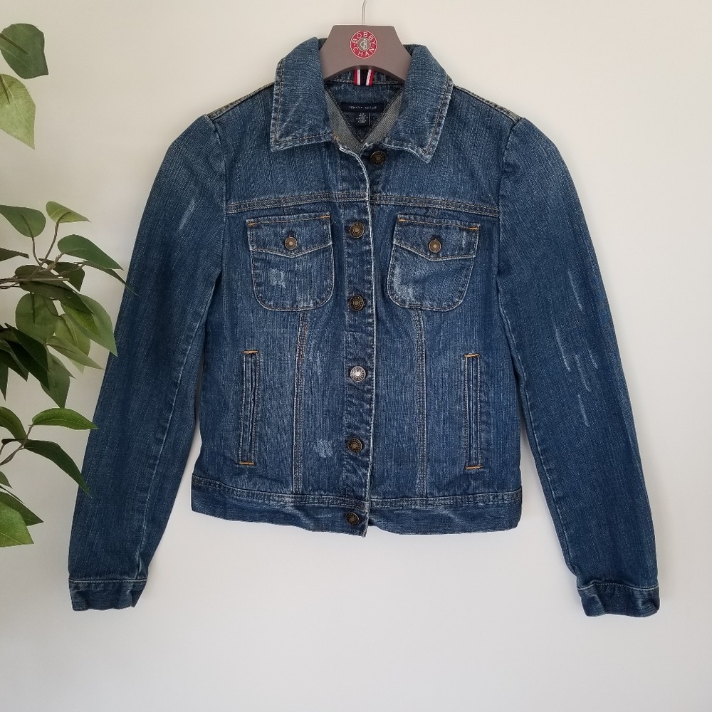 Tommy Hilfiger Distressed Crop Jean Trucker Jacket